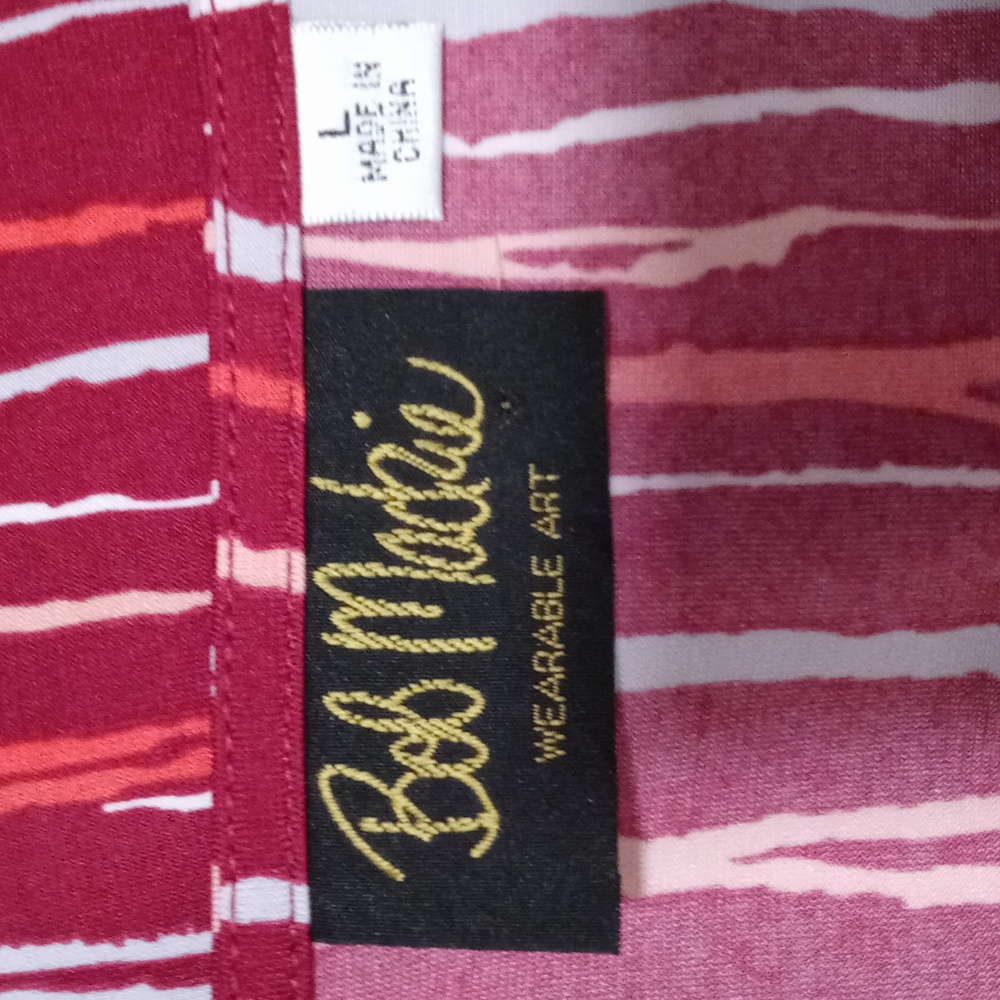💋Bob Mackie💋 - Red/White Stripe Stretch Knit Tunic Top - Picture 3 of 11